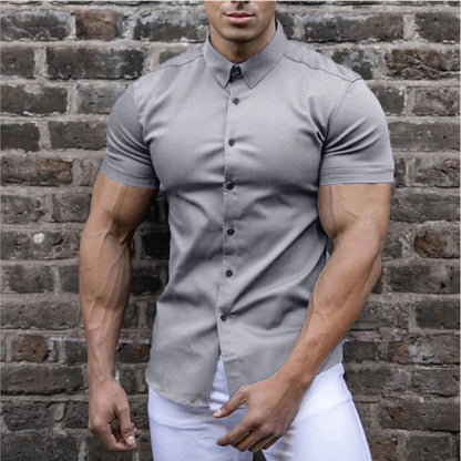 Chemise classique homme à col et manches courtes