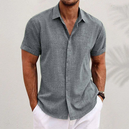 Chemise en lin à manches courtes pour homme