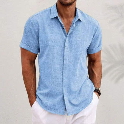 Chemise en lin à manches courtes pour homme