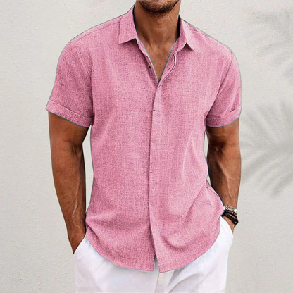Chemise en lin à manches courtes pour homme