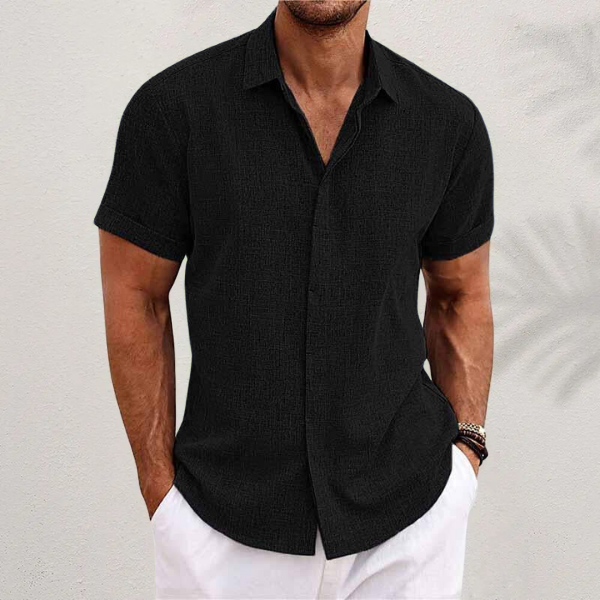Chemise en lin à manches courtes pour homme
