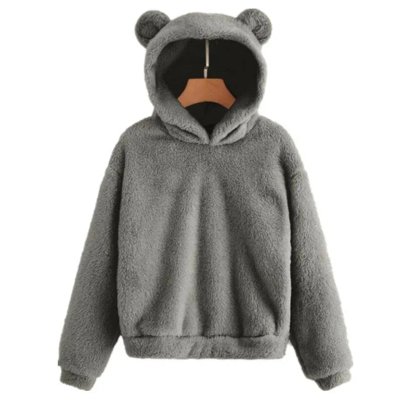 Sweat à capuche doux pour femmes avec oreilles d'ourson