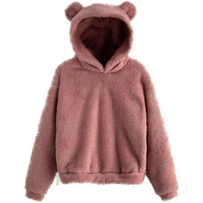Sweat à capuche doux pour femmes avec oreilles d'ourson