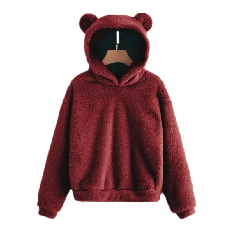 Sweat à capuche doux pour femmes avec oreilles d'ourson
