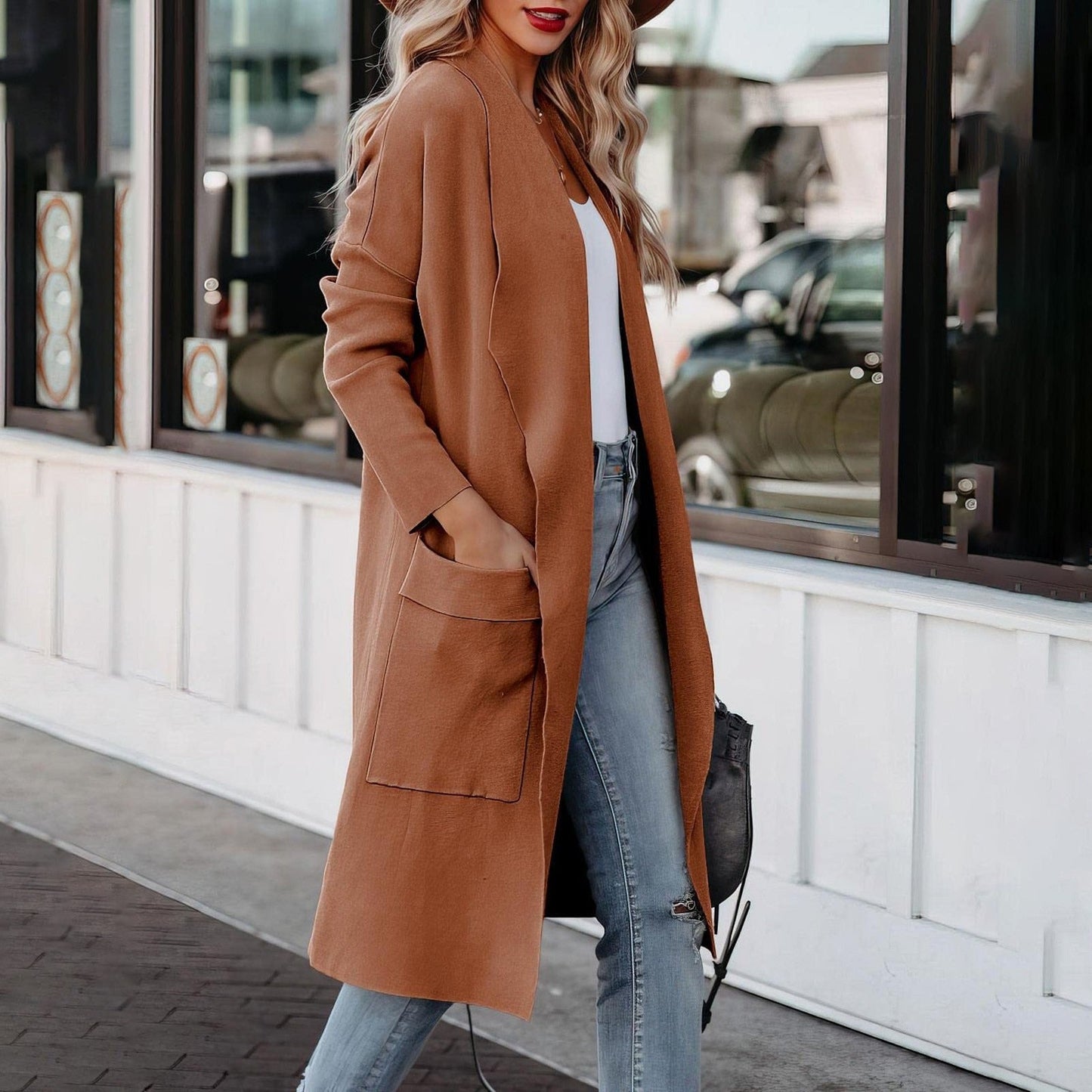 Elegante Damenmantel Suede Wintermode - IdealeKleiden