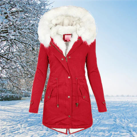 Parka d'hiver chaud pour femme avec garniture en fourrure