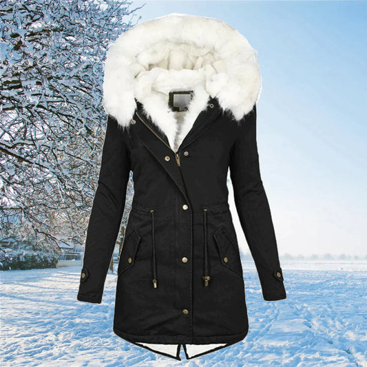 Warme Damenparka Winterjacke Fellfüllung - IdealeKleiden