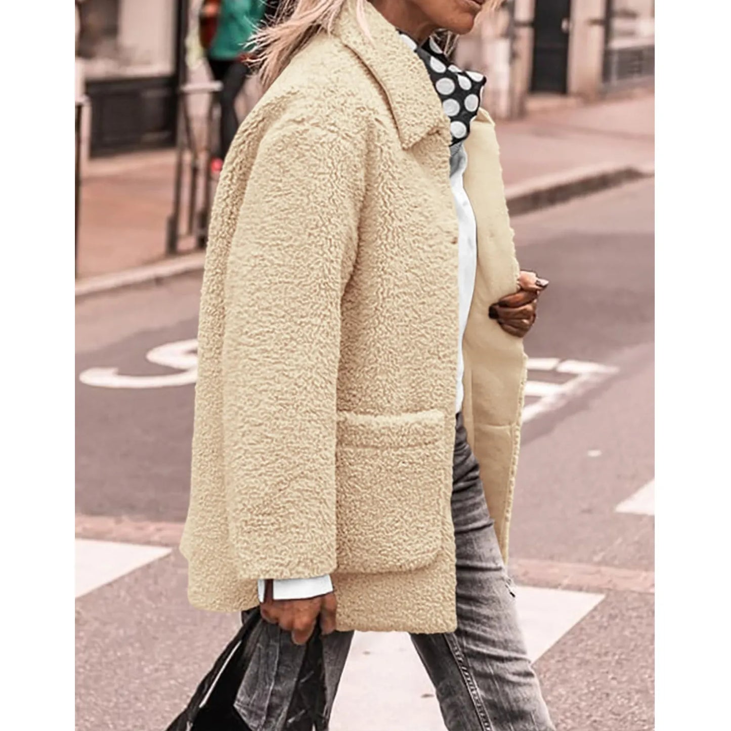 Manteau d'hiver femme boutons doublé doux