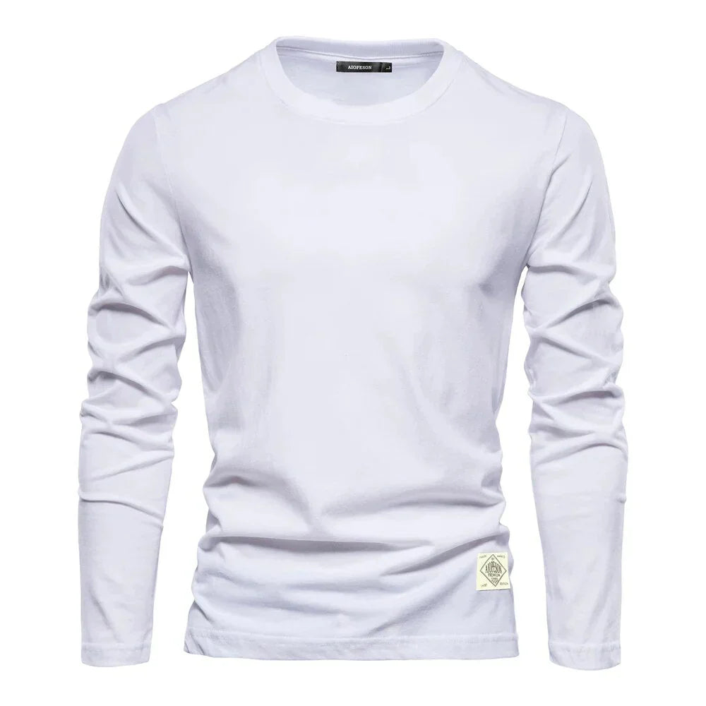 T-shirt homme manches longues Confortable Col rond
