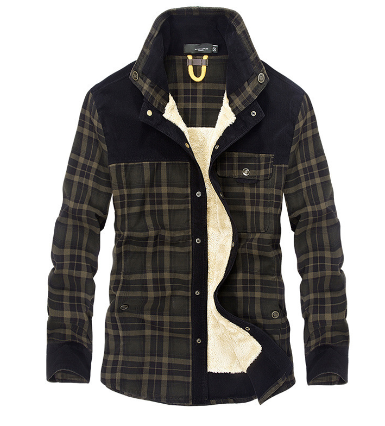 Veste d'hiver homme flanelle col montant chaleur