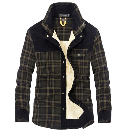 Veste d'hiver homme flanelle col montant chaleur