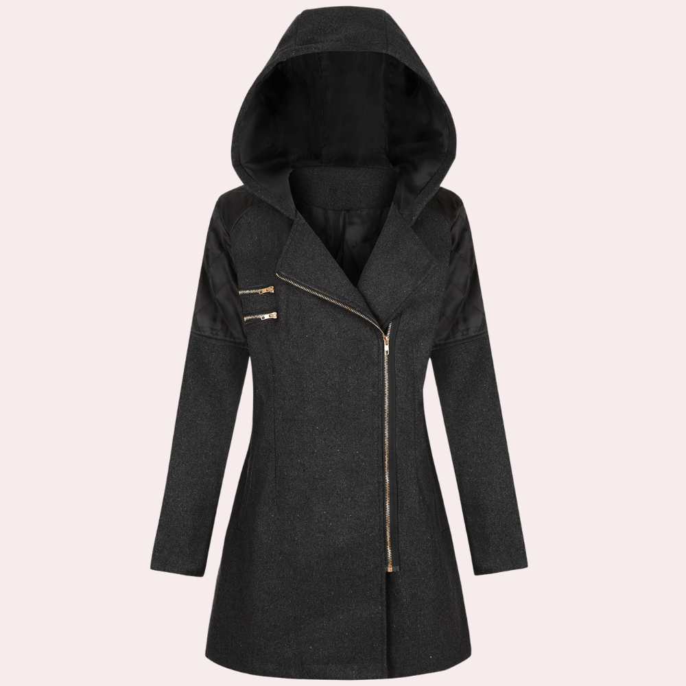 Manteau d'hiver élégant pour femme avec capuche