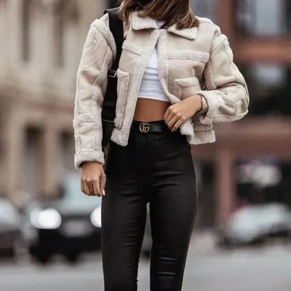 Lena - Manteau en cuir pour femme avec doublure en peau d'agneau