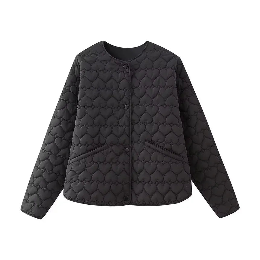 Gefütterte Winterjacke Herzdesign Damen - IdealeKleiden