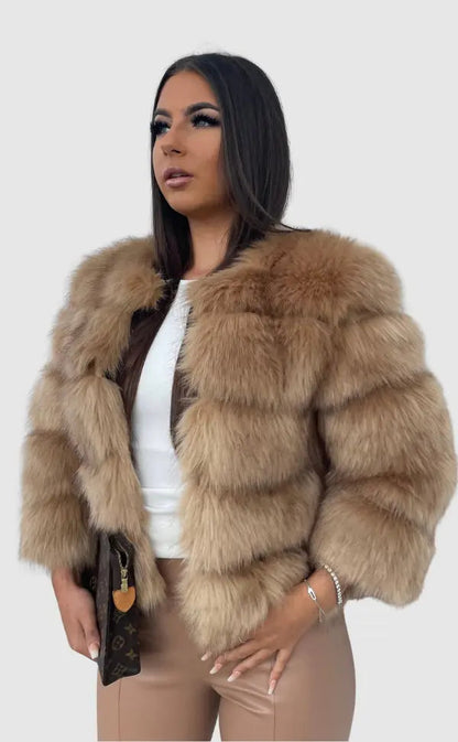 Doudoune d'hiver pour femmes, fausse fourrure, design de luxe