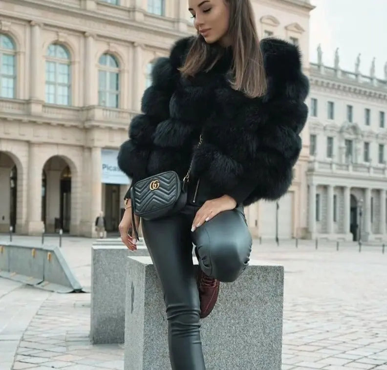 Doudoune d'hiver pour femmes, fausse fourrure, design de luxe