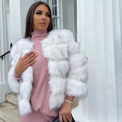 Doudoune d'hiver pour femmes, fausse fourrure, design de luxe