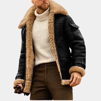 Blouson aviateur en cuir pour homme style hiver