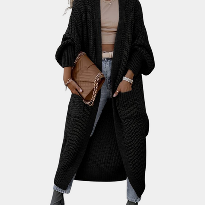 Cardigan Longue Femme Manches Longues avec Poches et Tissu Doux