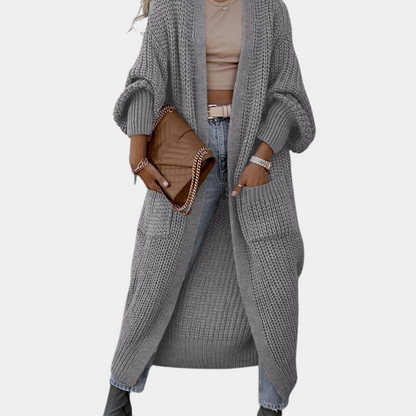 Cardigan Longue Femme Manches Longues avec Poches et Tissu Doux