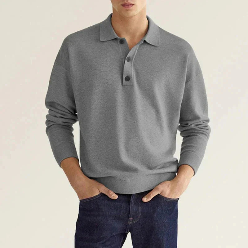 Polo homme manches longues doux confortable