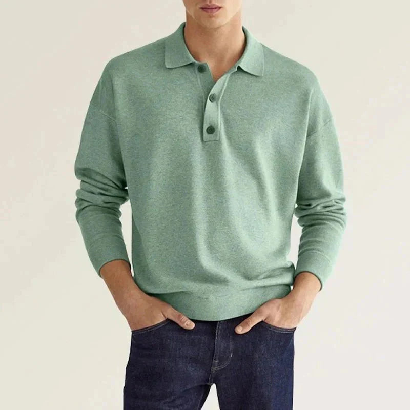 Polo homme manches longues doux confortable