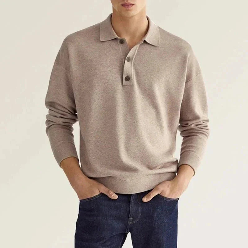 Polo homme manches longues doux confortable