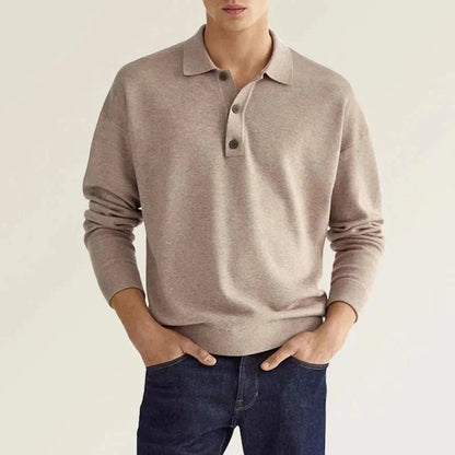 Polo homme manches longues doux confortable