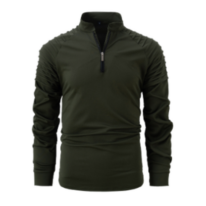 Pull pour homme à manches longues uni avec col zippé