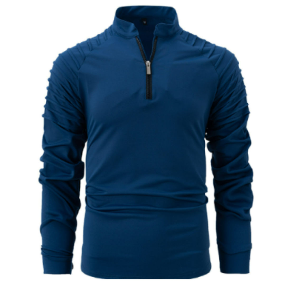 Pull pour homme à manches longues uni avec col zippé