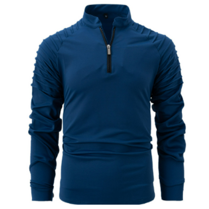 Pull pour homme à manches longues uni avec col zippé