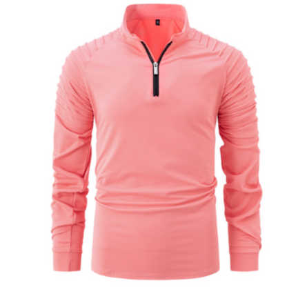 Pull pour homme à manches longues uni avec col zippé