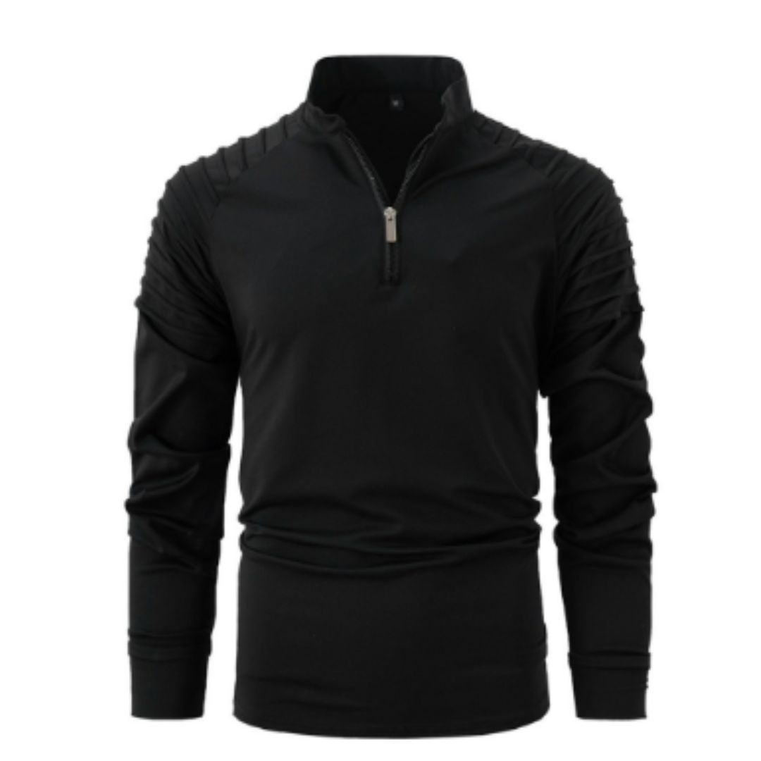 Pull pour homme à manches longues uni avec col zippé