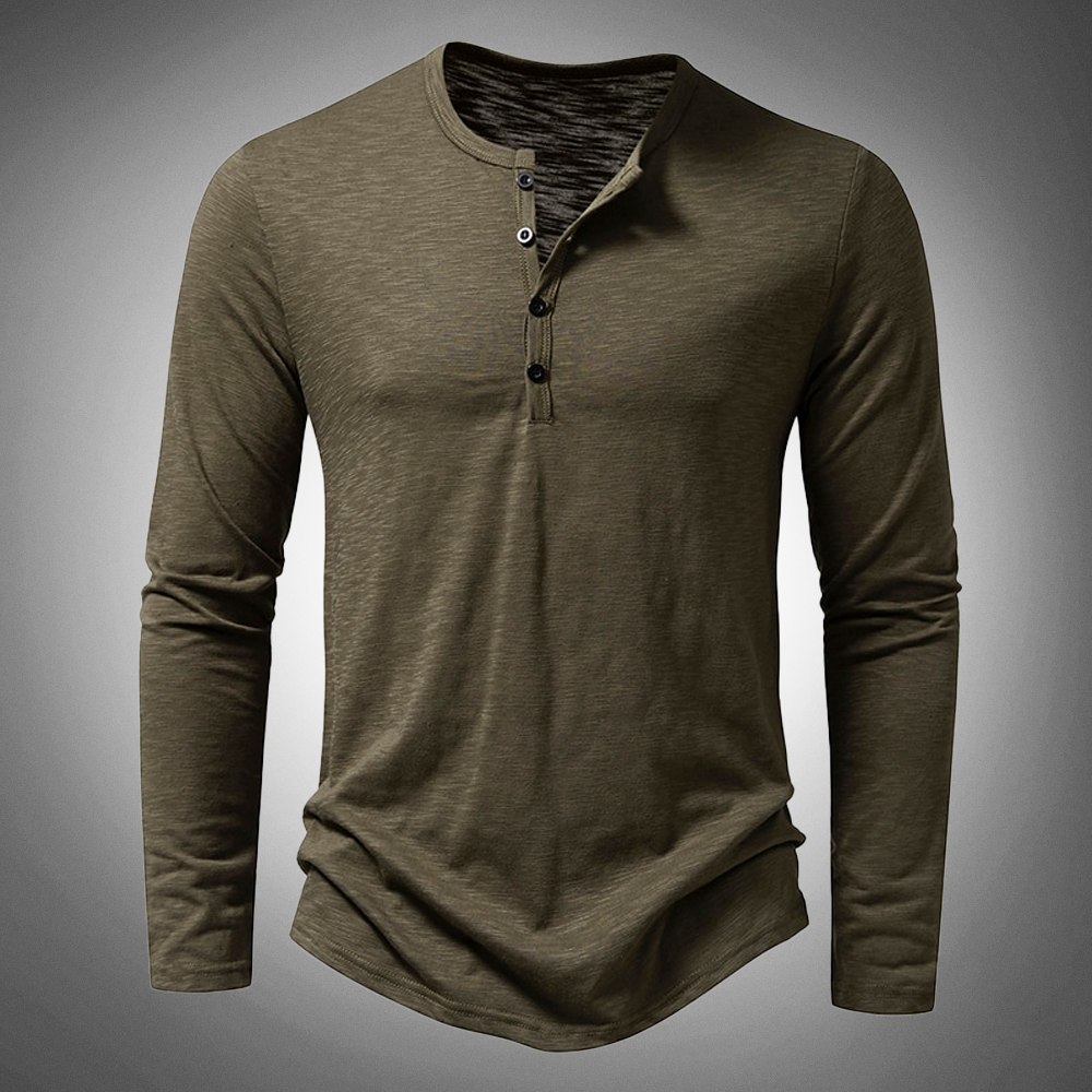 T-shirt à manches longues en coton uni pour homme