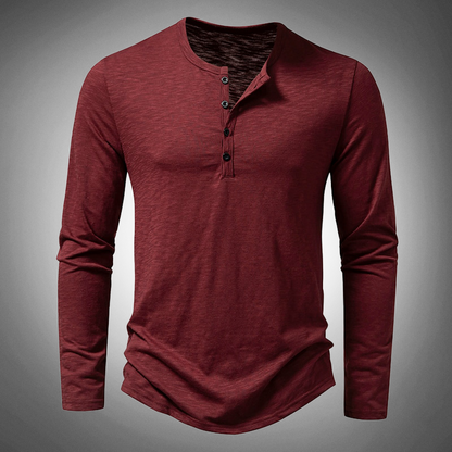 T-shirt à manches longues en coton uni pour homme