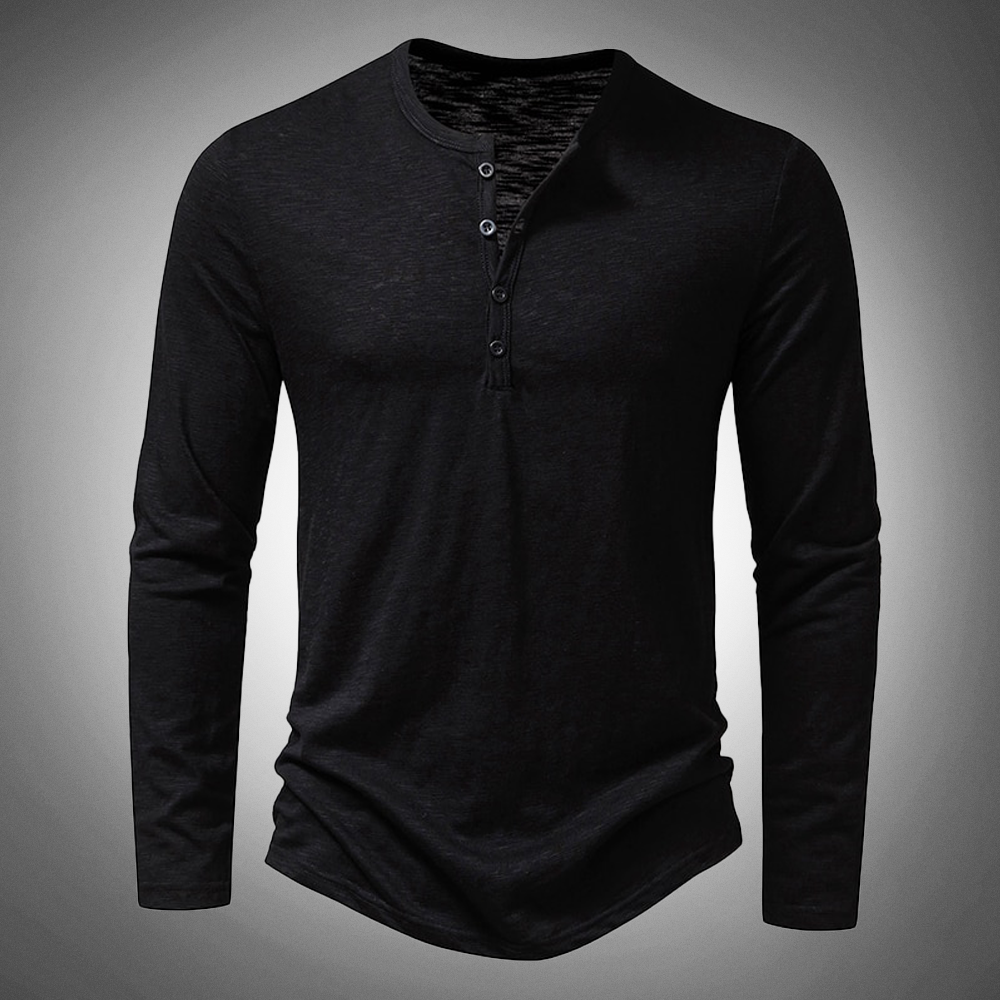 T-shirt à manches longues en coton uni pour homme