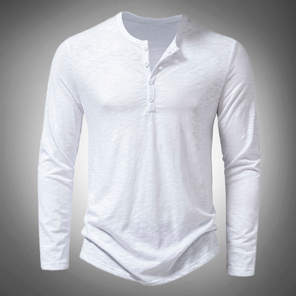 T-shirt à manches longues en coton uni pour homme