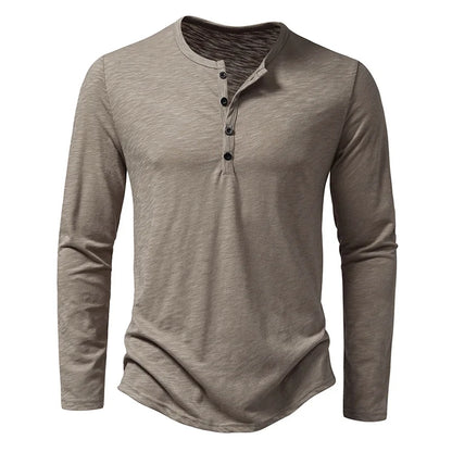T-shirt Henley homme à manches longues uni