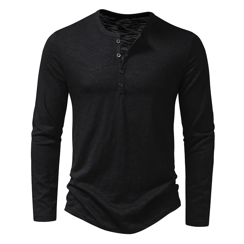 T-shirt Henley homme à manches longues uni