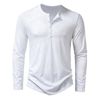 T-shirt Henley homme à manches longues uni