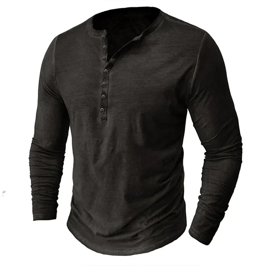 T-shirt à manches longues pour homme avec boutons