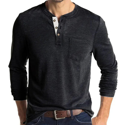 T-shirt basique homme à manches longues et col rond