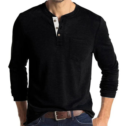 T-shirt basique homme à manches longues et col rond