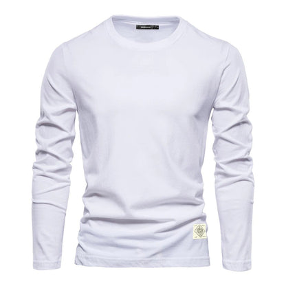 Einfarbiges Langarm-Shirt Männer Rundhals - IdealeKleiden