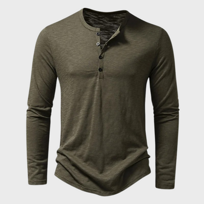 T-shirt manches longues homme avec patte de boutonnage