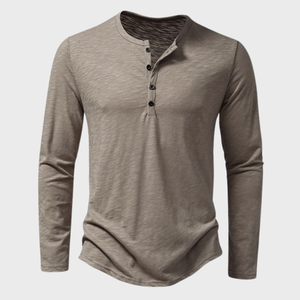 T-shirt manches longues homme avec patte de boutonnage