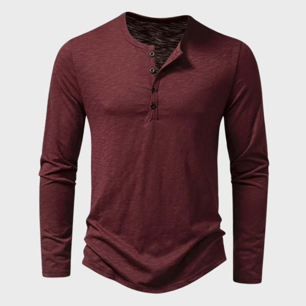 T-shirt manches longues homme avec patte de boutonnage