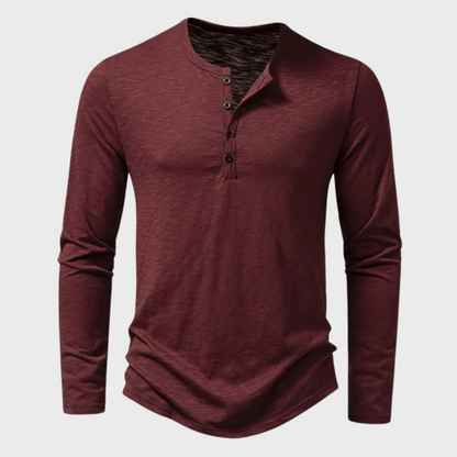 T-shirt manches longues homme avec patte de boutonnage