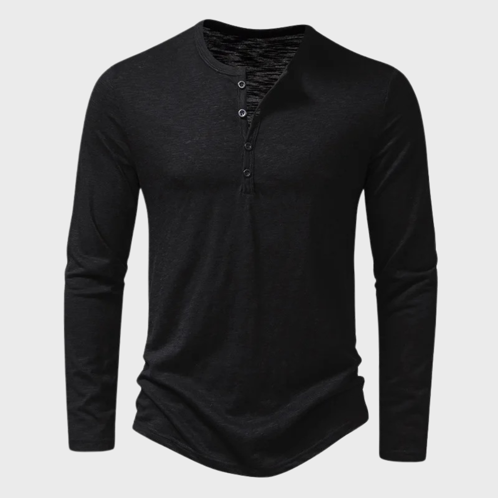 T-shirt manches longues homme avec patte de boutonnage
