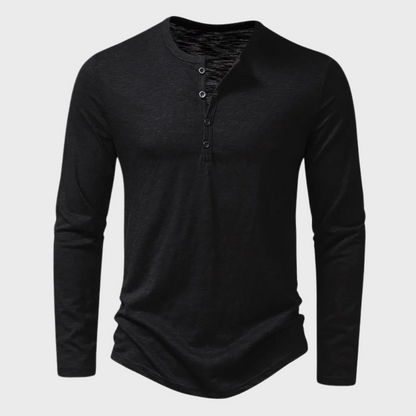 T-shirt manches longues homme avec patte de boutonnage
